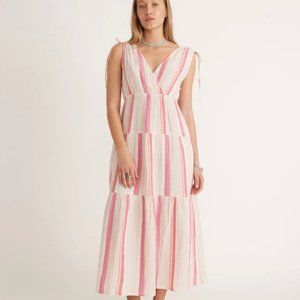 NWT Marine Layer Sage Double Cloth Maxi Dress in Pink Stripe L